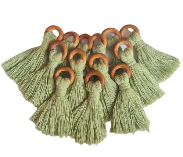 Seagreen__Mini_Cotton_Handmade_Tassels_with_Wooden_Rings_,_Pack_Of_10