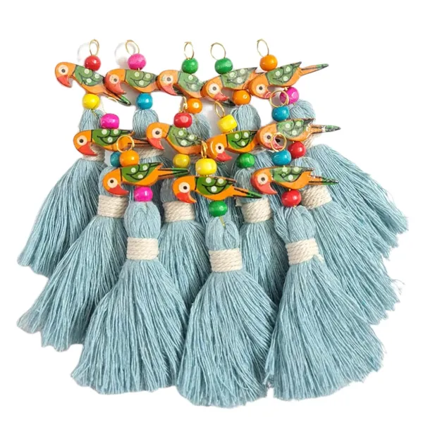 Mini_Cotton_Tassels_with_Parrots_(Pack_of_10)_(Sky_Blue)