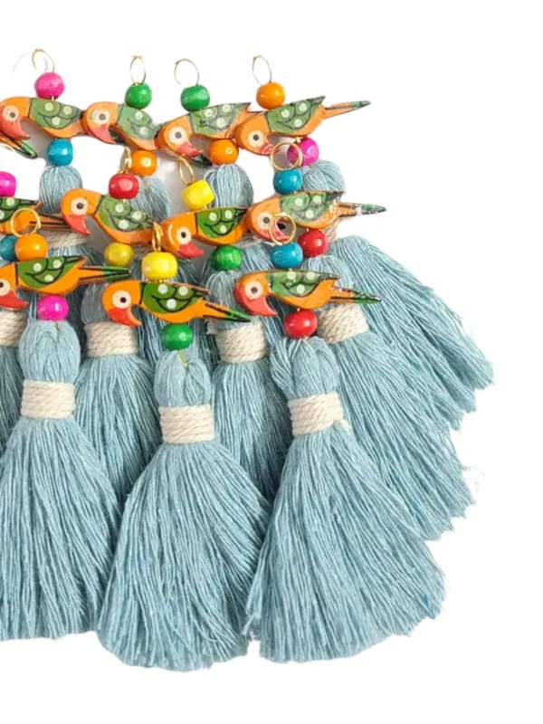 Mini_Cotton_Tassels_with_Parrots_(Pack_of_10)_(Sky_Blue)