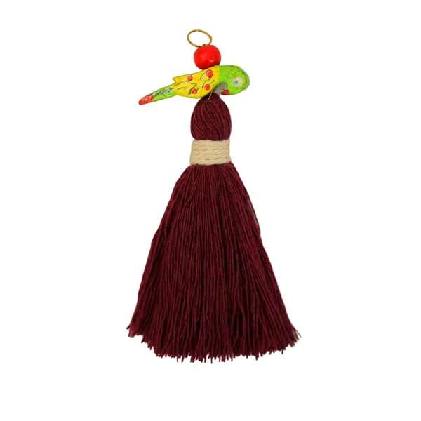 Mini_Cotton_Tassels_with_Parrots_(Pack_of_10)_(Burgundy)