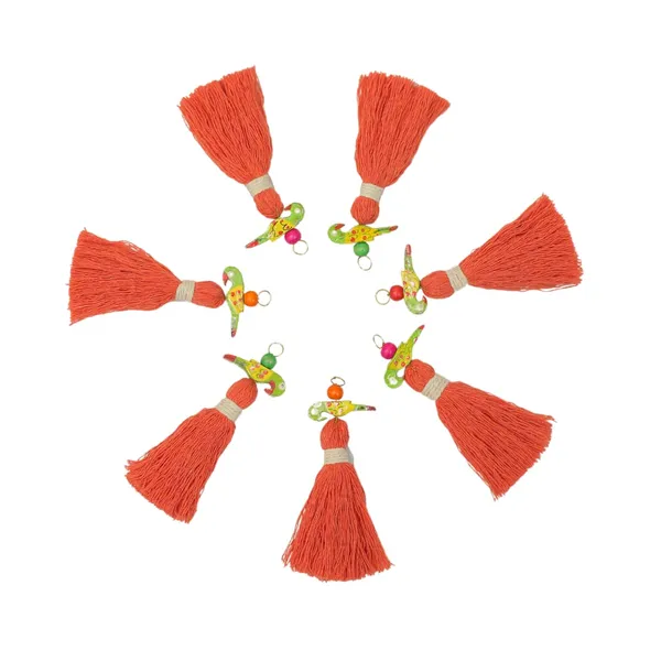 Mini_Cotton_Tassels_with_Parrots_(Pack_of_10)_(Orange)