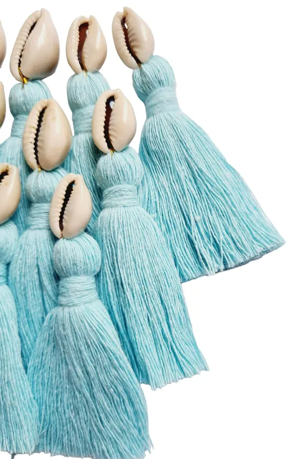 Mini_cotton_tassels_with_cowrie_shells_for_Saree/blouse/dupatta/DIY/Decor,_Pack_of_10_(Sky_Blue)