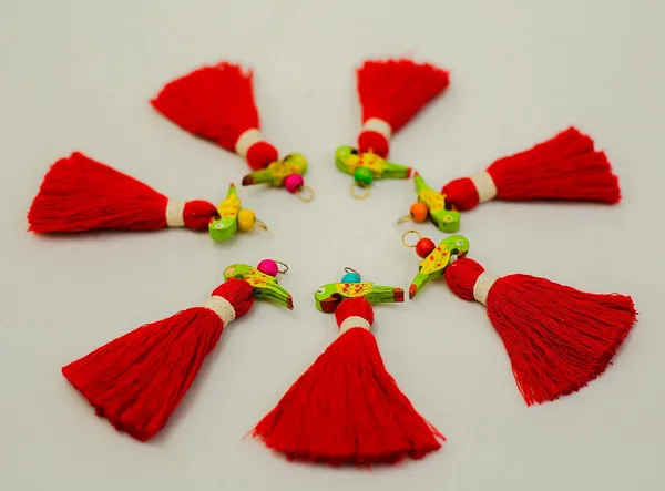 Mini_Cotton_Tassels_with_Parrots_(Pack_of_10)_(Red)