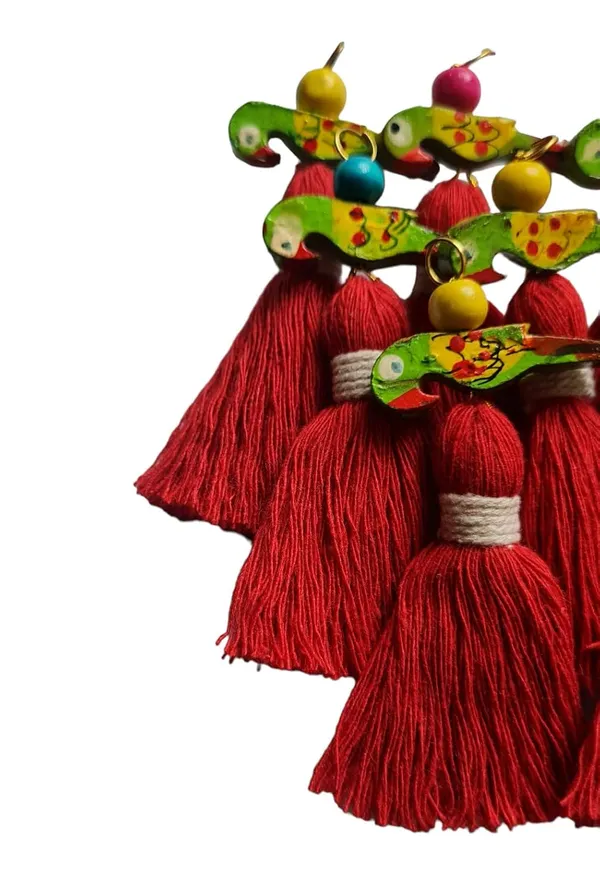 Mini_Cotton_Tassels_with_Parrots_(Pack_of_10)_(Red)