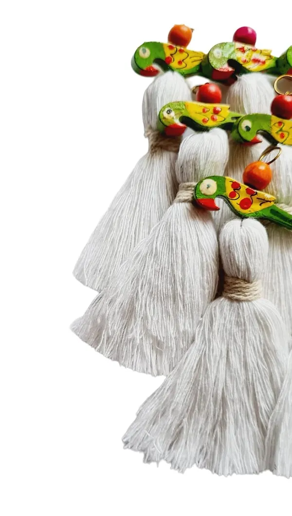 Mini_Cotton_Tassels_with_Parrots_(Pack_of_10)_(White)