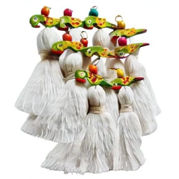 Mini_Cotton_Tassels_with_Parrots_(Pack_of_10)_(White)