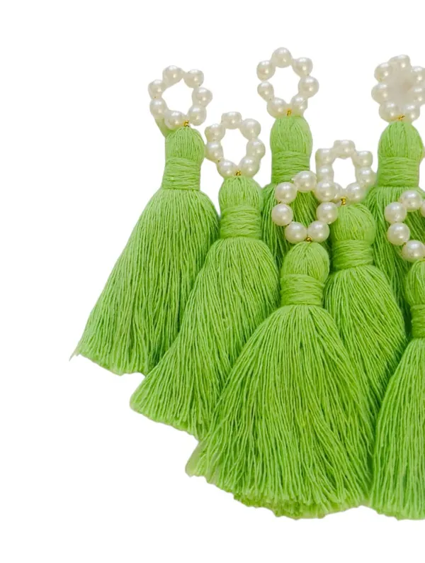 Mini_Cotton_Tassels_with_Pearls_for_Saree/Blouse/Dupatta/DIY/Decor,_Pack_of_10_(Parrot_Green)