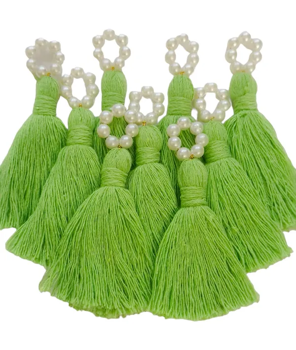 Mini_Cotton_Tassels_with_Pearls_for_Saree/Blouse/Dupatta/DIY/Decor,_Pack_of_10_(Parrot_Green)