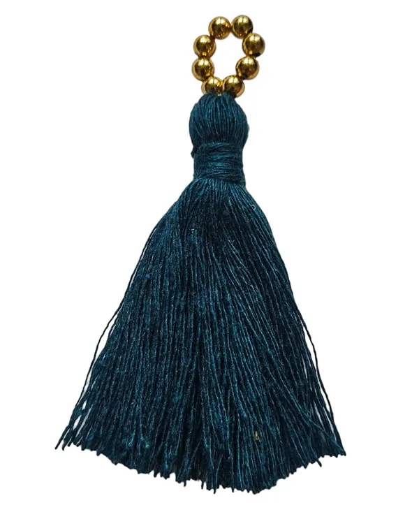 Mini_Cotton_Tassels_with_Golden_Pearls_for_Saree/Blouse/Dupatta/DIY/Decor,_Pack_of_10_(Prussian_Blue)
