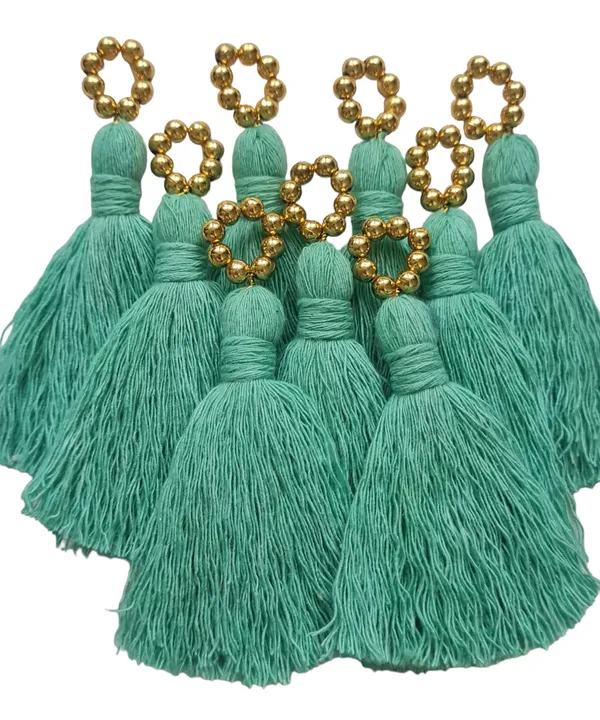 Mini_Cotton_Tassels_with_Golden_Pearls_for_Saree/Blouse/Dupatta/DIY/Decor,_Pack_of_10_(Turquoise_Blue)