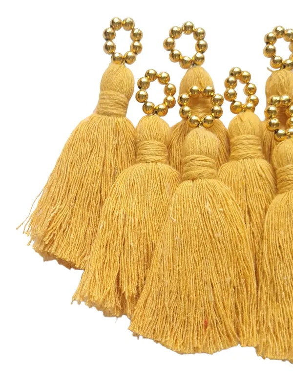 Mini_Cotton_Tassels_with_Golden_Pearls_for_Saree/Blouse/Dupatta/DIY/Decor,_Pack_of_10_(Mustard)