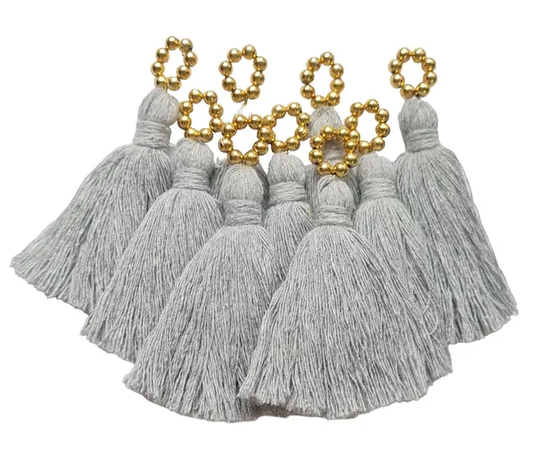 Mini_Cotton_Tassels_with_Golden_Pearls_for_Saree/Blouse/Dupatta/DIY/Decor,_Pack_of_10_(Grey)