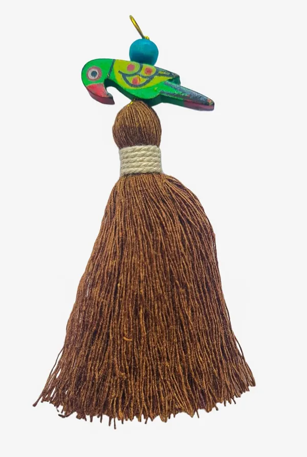 Mini_Cotton_Tassels_with_Parrots_(Pack_of_10)_(Chocolate_Brown)