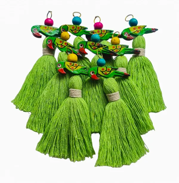 Mini_Cotton_Tassels_with_Parrots_(Pack_of_10)_(Parrot_Green)