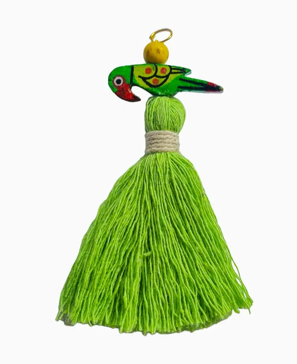 Mini_Cotton_Tassels_with_Parrots_(Pack_of_10)_(Parrot_Green)
