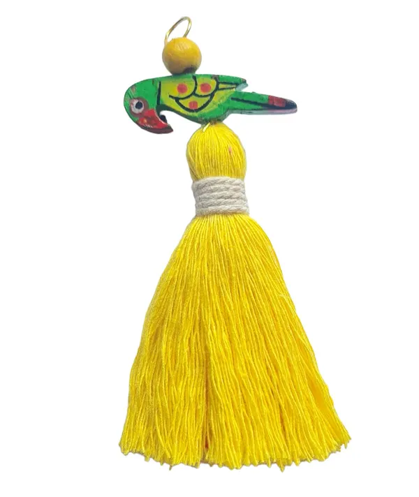 Mini_Cotton_Tassels_with_Parrots_(Pack_of_10)_(Bright_Yellow)