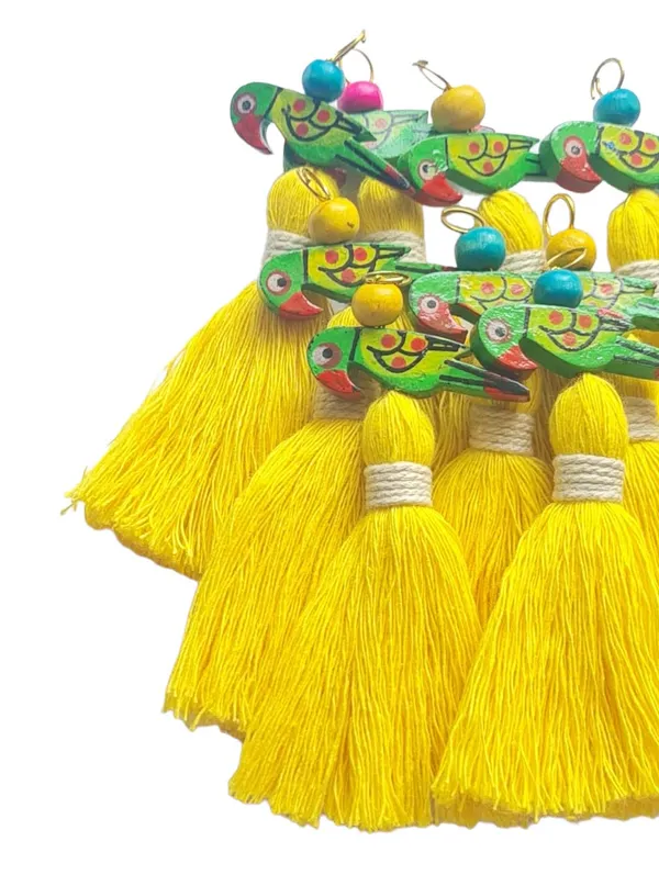 Mini_Cotton_Tassels_with_Parrots_(Pack_of_10)_(Bright_Yellow)