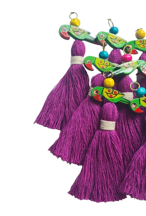 Mini_Cotton_Tassels_with_Parrots_(Pack_of_10)_(Purple)
