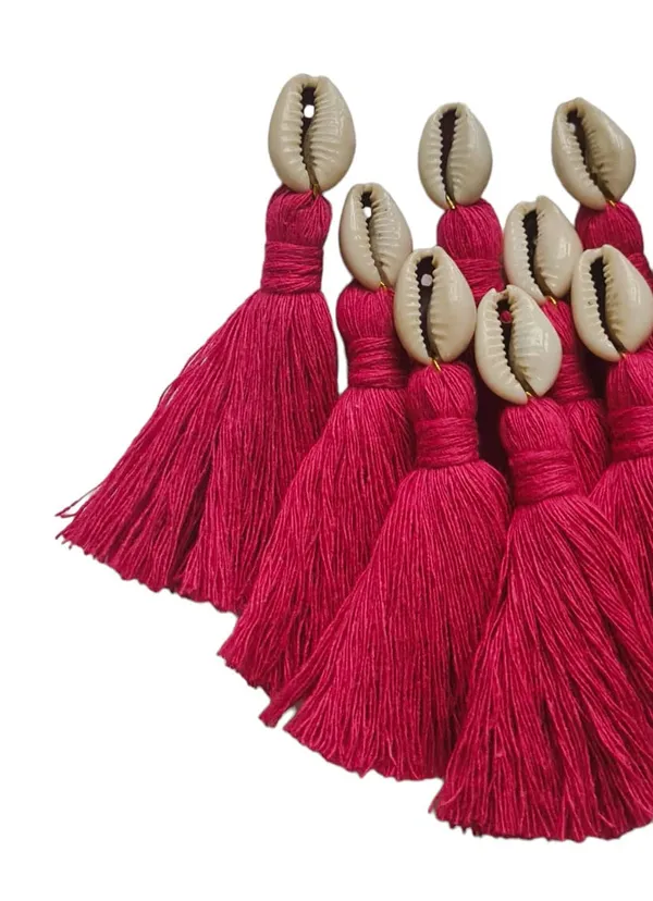 Dark_Pink_Mini_Cotton_Handmade_Tassels_With_Cowrie_Shells_,__Pack_Of_10