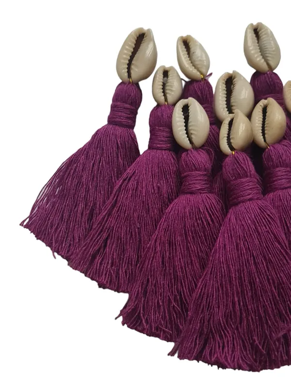 Mini_Cotton_Tassels_with_Cowrie_Shells_for_Saree/Blouse/Dupatta/DIY/Decor,_Pack_of_10_(Purple)