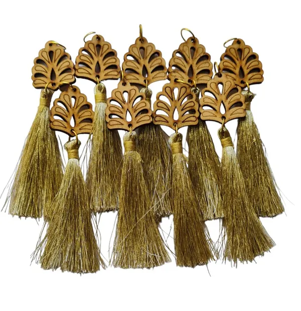 Golden_Mini_Handmade_Zari_Tassels_with_wooden_leaf_,_Pack_of_10