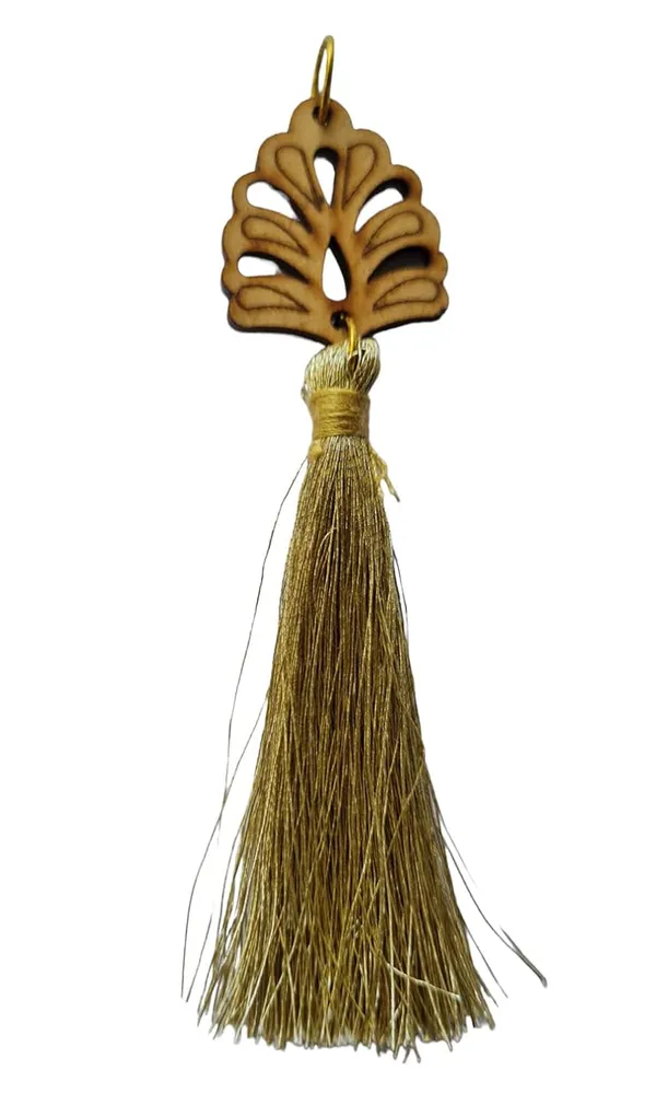 Golden_Mini_Handmade_Zari_Tassels_with_wooden_leaf_,_Pack_of_10