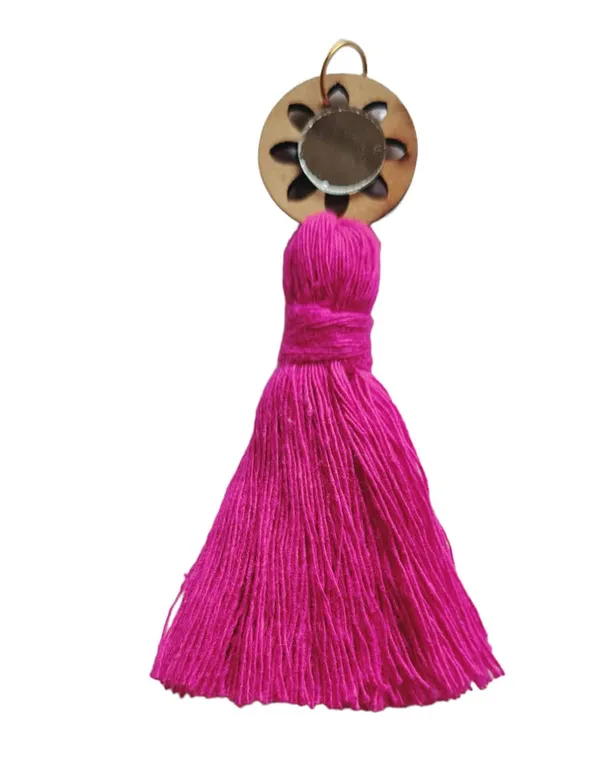 Dark_Pink_Mini_Cotton_Handmade__Tassels_with_mirrors_,_Pack_of_10