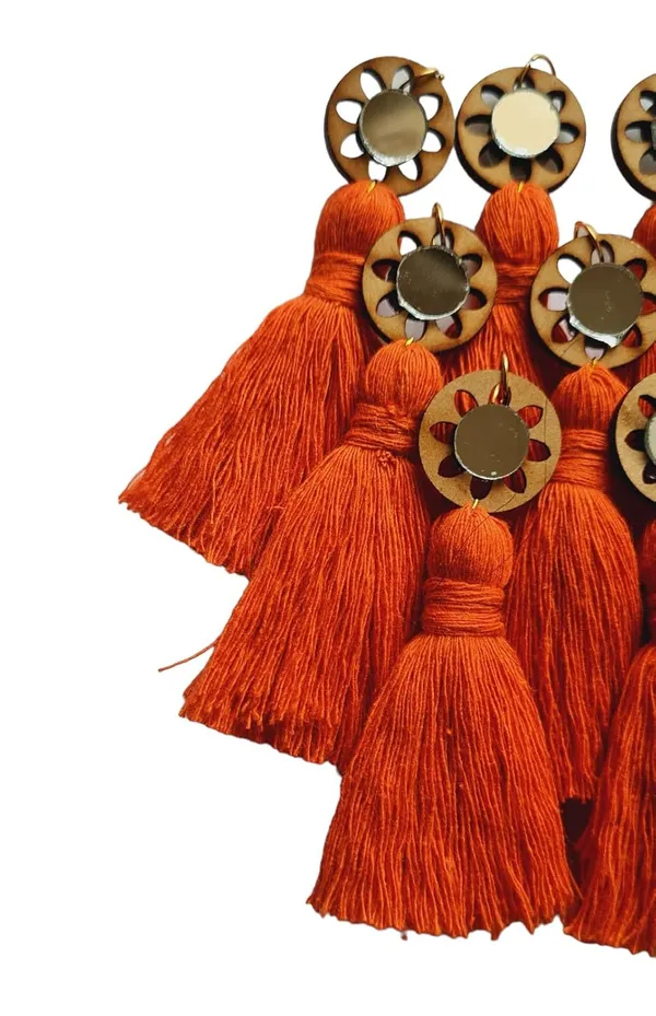 Orange_Mini_Cotton_Handmade__Tassels_with_mirrors_,_Pack_of_10