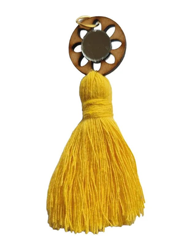 Bright_Yellow_Mini_Cotton_Handmade__Tassels_with_mirrors_,_Pack_of_10