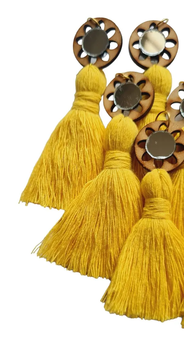 Bright_Yellow_Mini_Cotton_Handmade__Tassels_with_mirrors_,_Pack_of_10