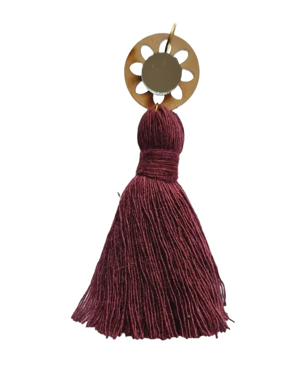Burgundy_Mini_Cotton_Handmade__Tassels_with_mirrors_,_Pack_of_10