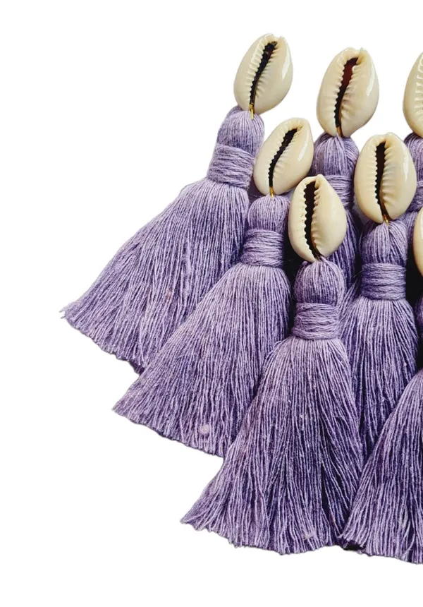 Lavender_Mini_Cotton_Handmade_Tassels_With_Cowrie_Shells_,__Pack_Of_10