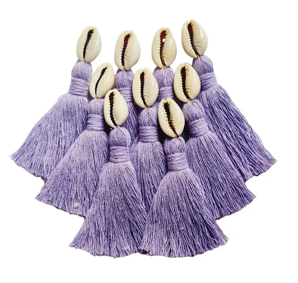 Lavender_Mini_Cotton_Handmade_Tassels_With_Cowrie_Shells_,__Pack_Of_10