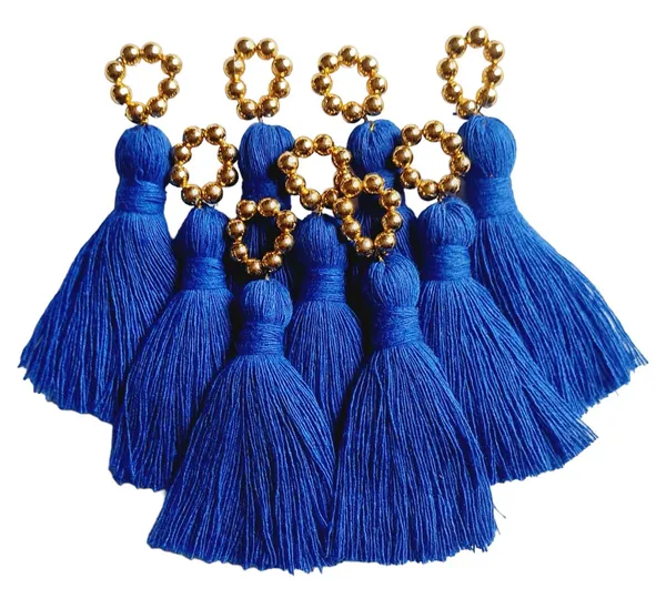 Mini_Cotton_Tassels_with_Golden_Pearls_for_Saree/Blouse/Dupatta/DIY/Decor,_Pack_of_10_(Royal_Blue)