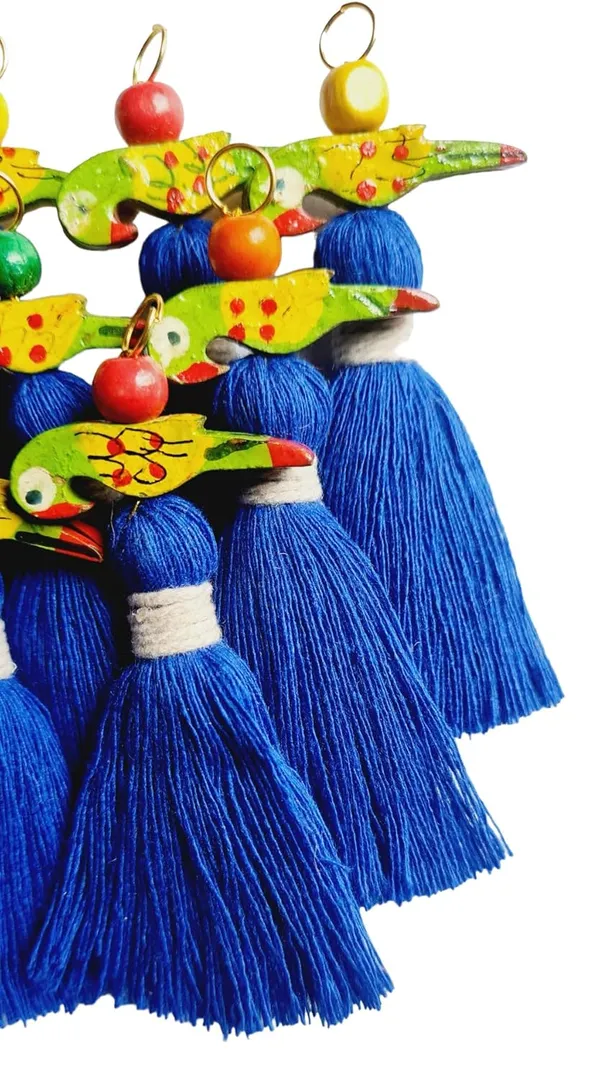 Mini_Cotton_Tassels_with_Parrots_(Pack_of_10)_(Royal_Blue)