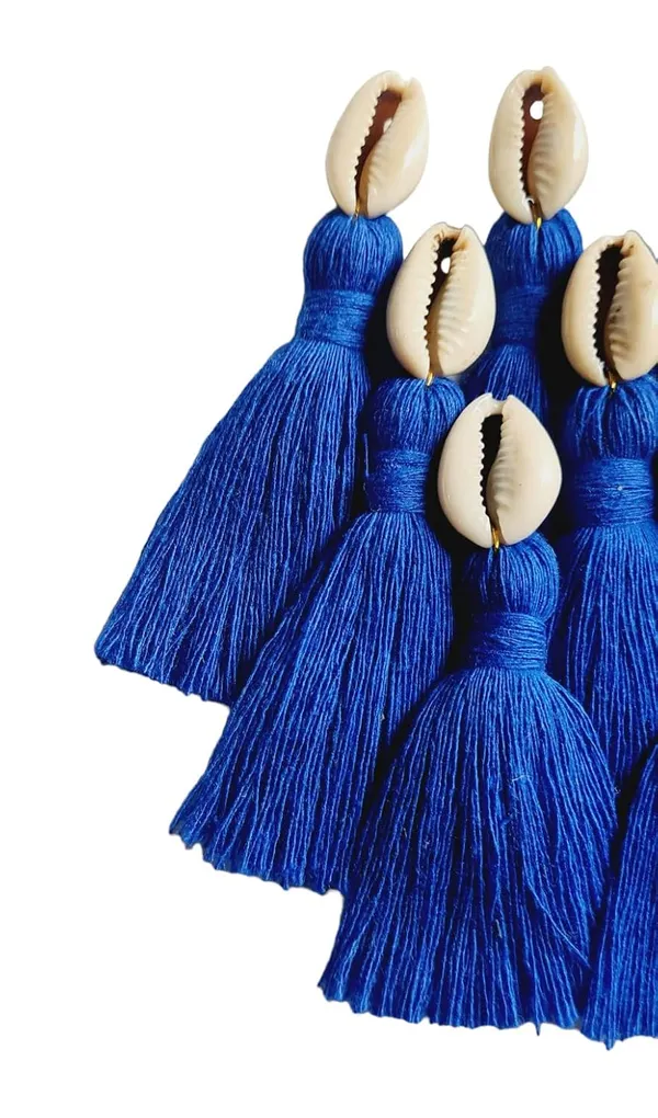 Royal_Blue_Mini_Cotton_Handmade_Tassels_With_Cowrie_Shells_,__Pack_Of_10