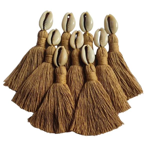 Mini_cotton_tassels_with_cowrie_shells_for_Saree/blouse/dupatta/DIY/Decor,_Pack_of_10_(Dark_Beige)