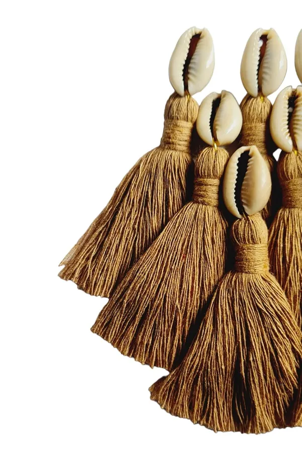 Mini_cotton_tassels_with_cowrie_shells_for_Saree/blouse/dupatta/DIY/Decor,_Pack_of_10_(Dark_Beige)