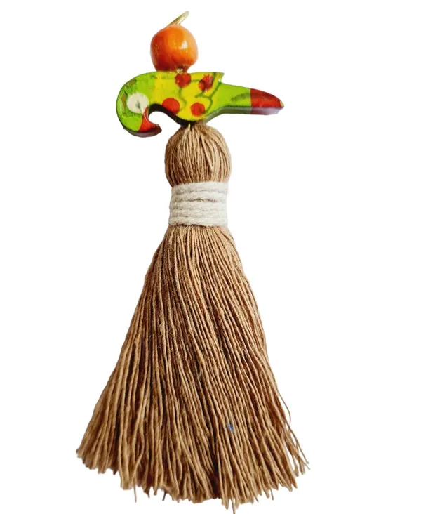 Mini_Cotton_Tassels_with_Parrots_(Pack_of_10)_(Dark_Beige)