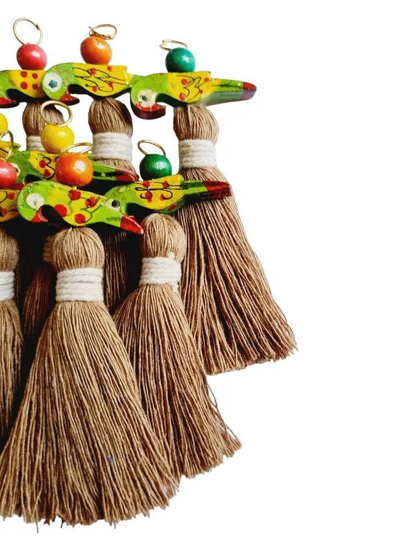 Mini_Cotton_Tassels_with_Parrots_(Pack_of_10)_(Dark_Beige)