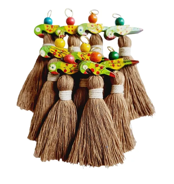 Mini_Cotton_Tassels_with_Parrots_(Pack_of_10)_(Dark_Beige)
