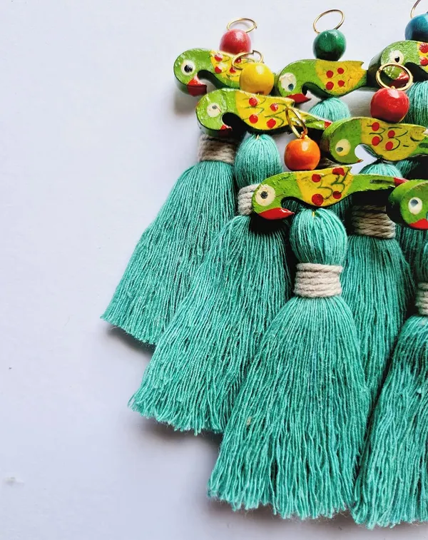 Mini_Cotton_Tassels_with_Parrots_(Pack_of_10)_(Turquoise_Blue)