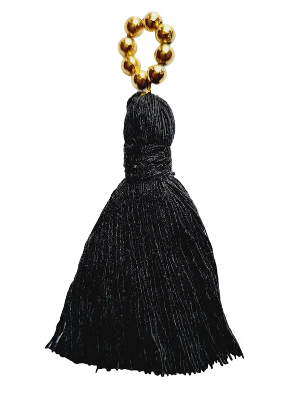 Mini_Cotton_Tassels_with_Golden_Pearls_for_Saree/Blouse/Dupatta/DIY/Decor,_Pack_of_10_(Black)