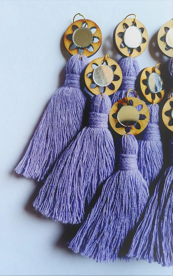 Lavender_Mini_Cotton_Handmade__Tassels_with_mirrors_,_Pack_of_10