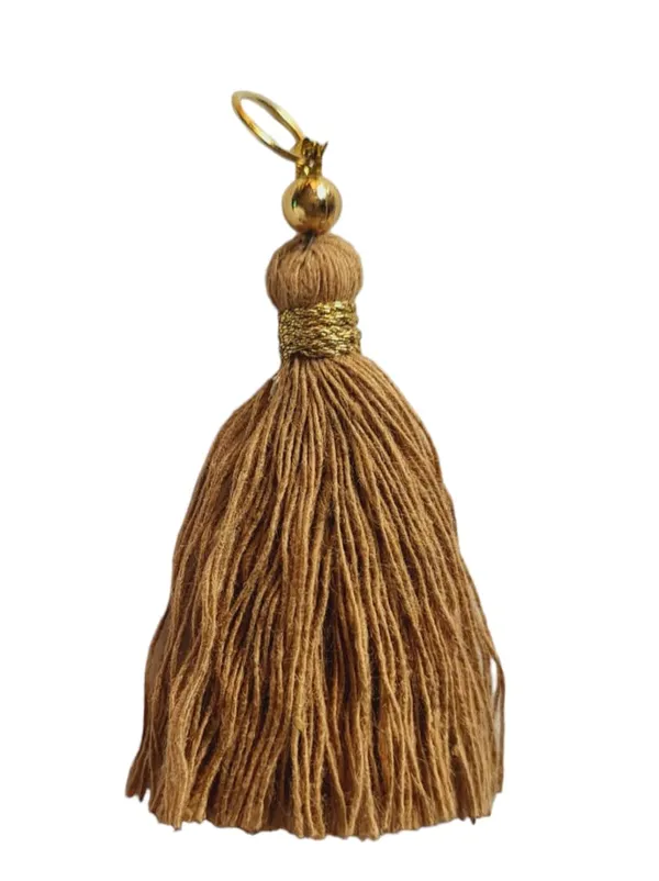 Micro_1.5_inch_Length_Cotton_Handmade_Tassels_for_Saree/Blouse/Dupatta/DIY/Decor_(Pack_of_12)_(Dark_Beige)