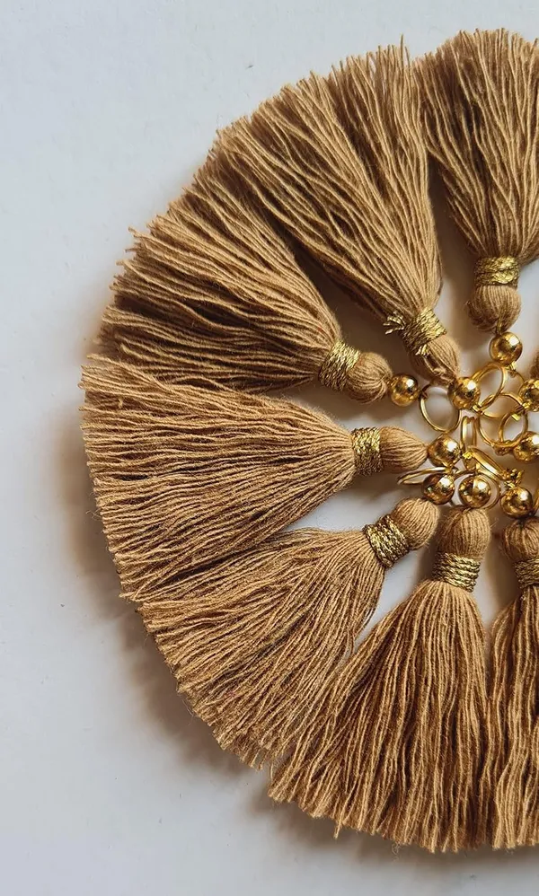 Micro_1.5_inch_Length_Cotton_Handmade_Tassels_for_Saree/Blouse/Dupatta/DIY/Decor_(Pack_of_12)_(Dark_Beige)