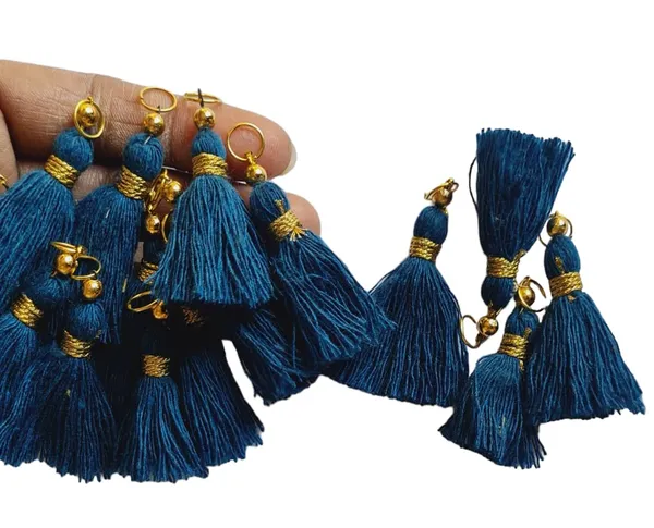 Micro_1.5_inch_Length_Cotton_Handmade_Tassels_for_Saree/Blouse/Dupatta/DIY/Decor_(Pack_of_12)_(Prussian_Blue)