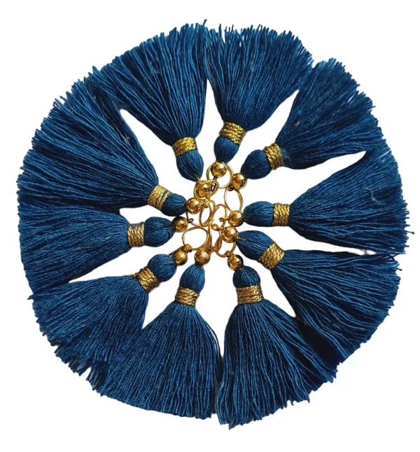 Micro_1.5_inch_Length_Cotton_Handmade_Tassels_for_Saree/Blouse/Dupatta/DIY/Decor_(Pack_of_12)_(Prussian_Blue)
