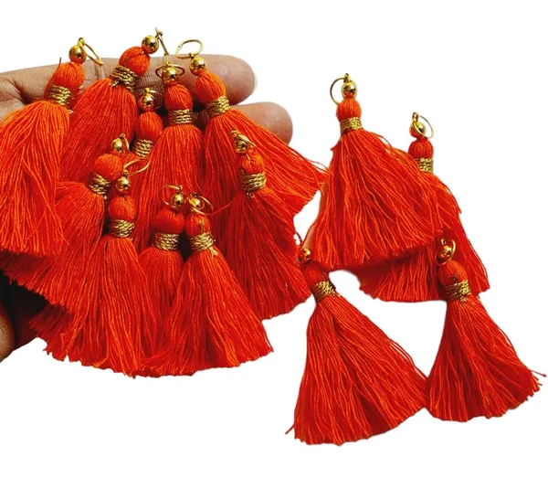 Micro_1.5_inch_Length_Cotton_Handmade_Tassels_for_Saree/Blouse/Dupatta/DIY/Decor_(Pack_of_12)_(Orange)
