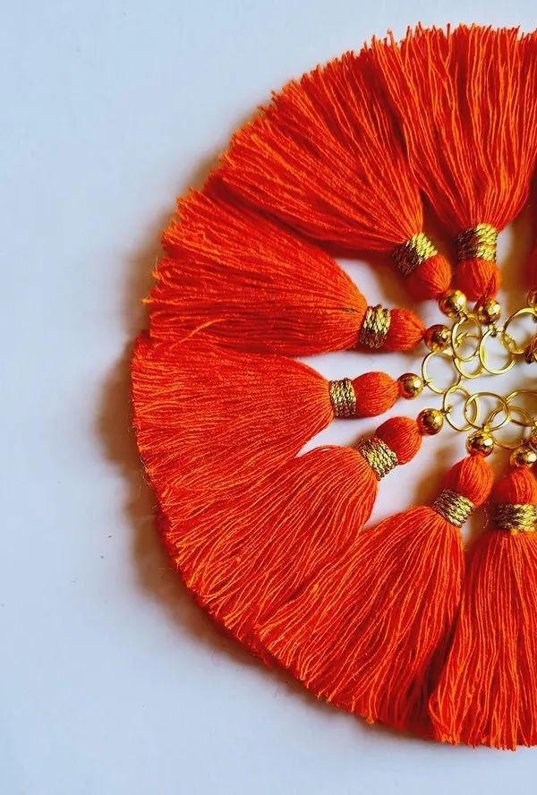 Micro_1.5_inch_Length_Cotton_Handmade_Tassels_for_Saree/Blouse/Dupatta/DIY/Decor_(Pack_of_12)_(Orange)